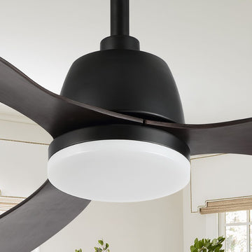 Audie 52" Classic Industrial Iron/Plastic Mobile-App/Remote-Controlled 6-Speed Propeller Integrated LED Ceiling Fan